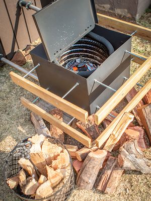 Wood fired hot tub Eros model installed