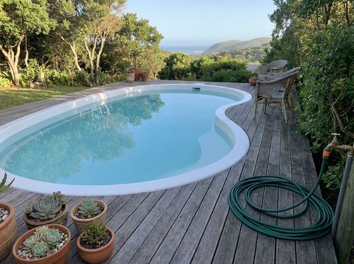 Resurfaced pool refilled and ready